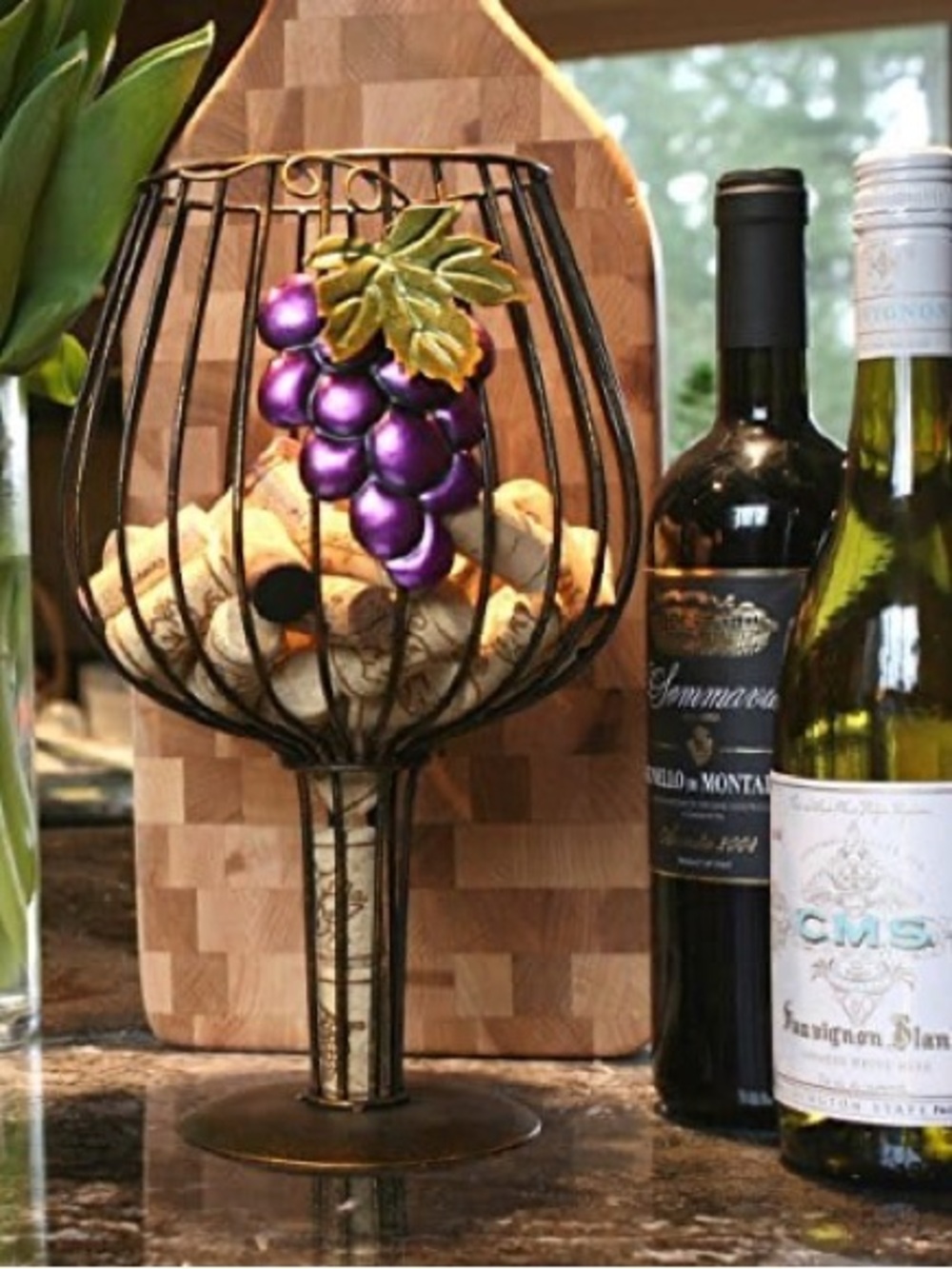 NWT Thirteen Chefs Metal Wine Glass Cork Holder/centerpiece